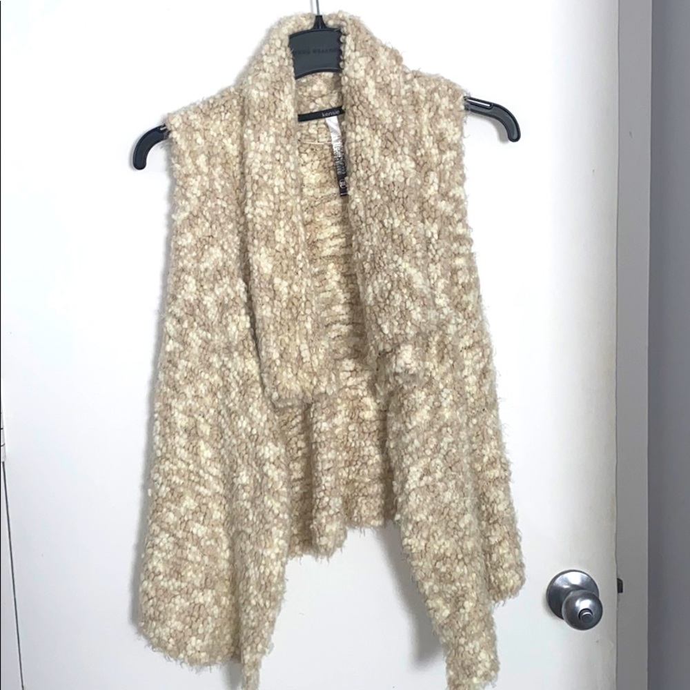 Kenzie Fur Vest - Cream/White, Size M